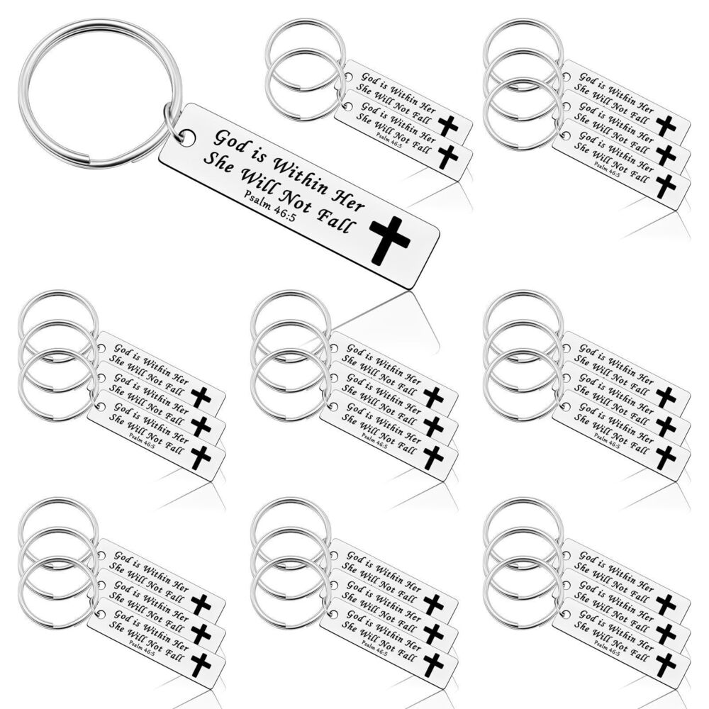 3788 24 Pcs Christian Keychains Religious Scripture Keychain Gift Bible
